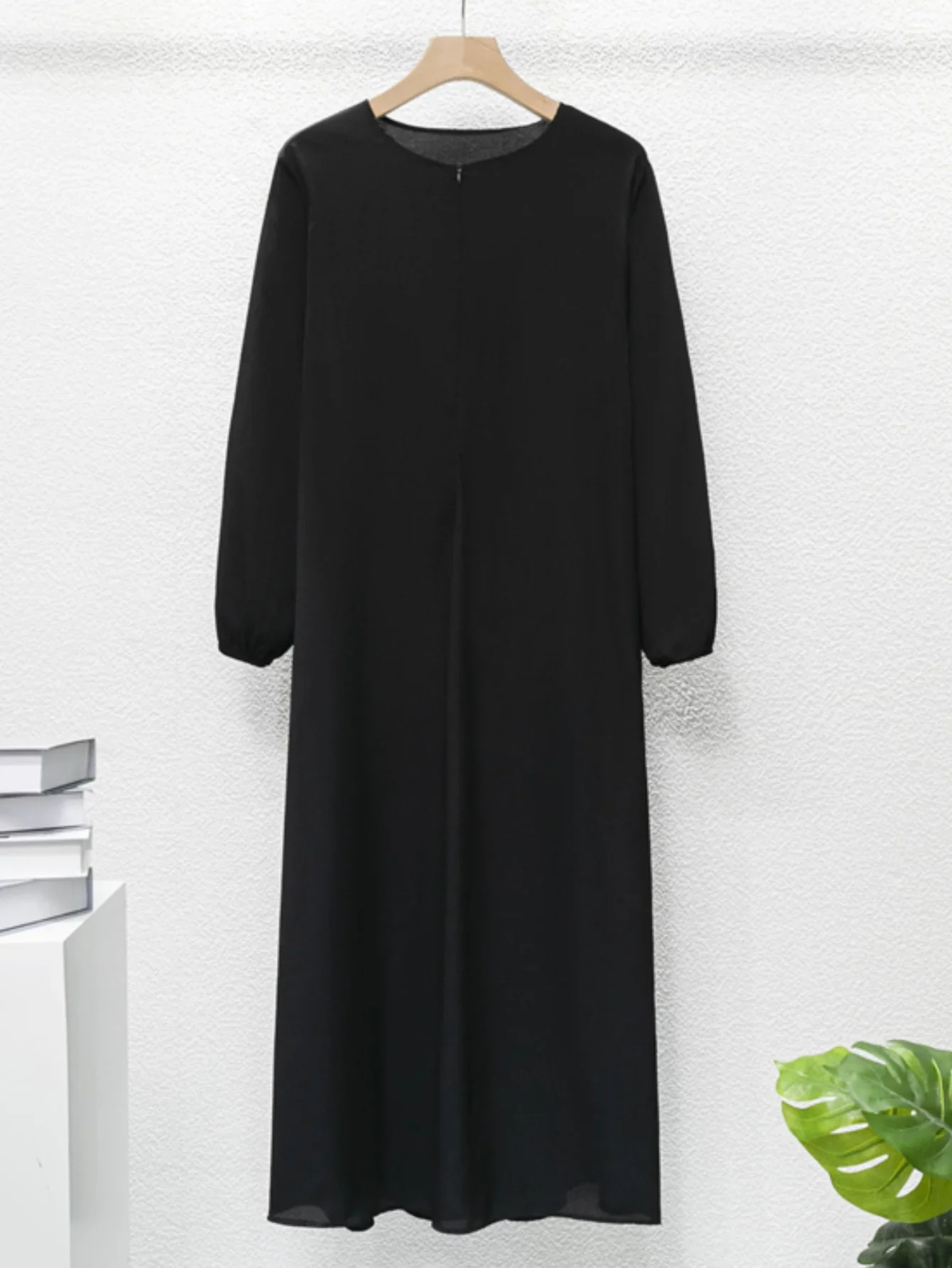 فستان إسلامي متواضع للنساء في الشرق الأوسط فساتين ماكسي إسلامية بأكمام طويلة فستان أسود غير رسمي عبايات نسائية