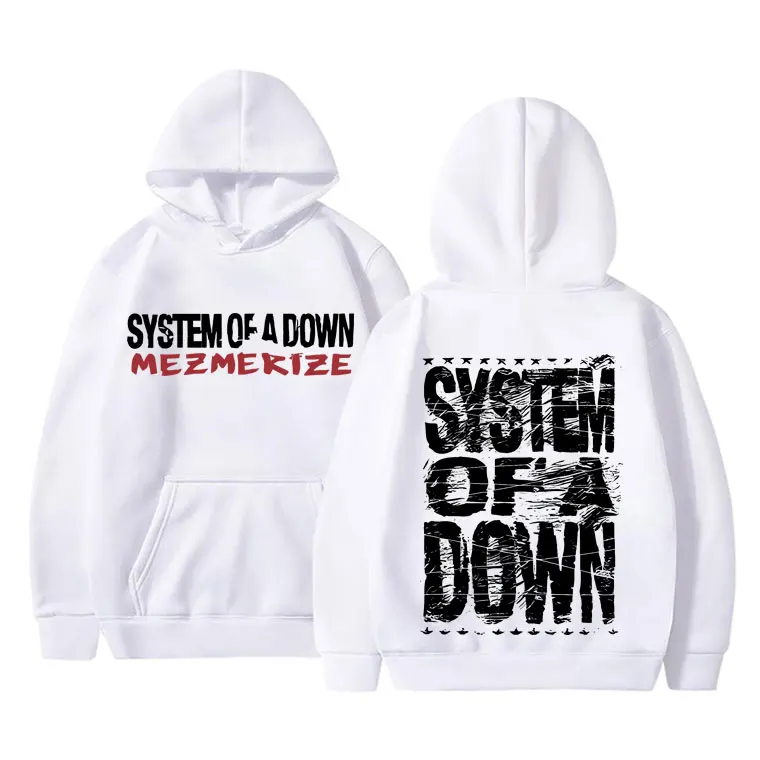 90s Vintage Rock Band System of A Down Mezmerize Print Hoodie Men Women Alternative Metal Music Sweatshirt Men's Gothic Hoodies