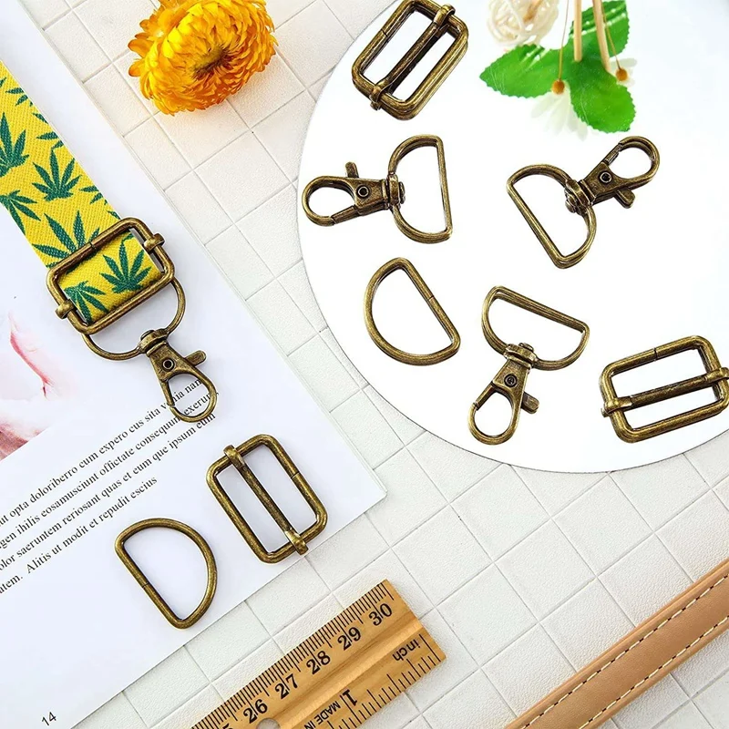 56Pcs Keychain Hooks With D Rings Set Purse Hardware For Bag Making Lanyard Snap Hooks Swivel Clasps With Slide Buckle