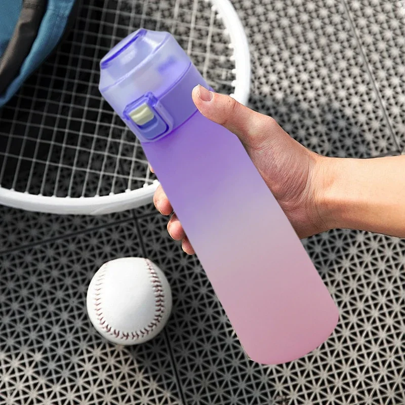 LUSQI 650ML Air Flavored Water Bottle With 5 Flavor Rings Sports Fashion Straw For Outdoor Sports Activities