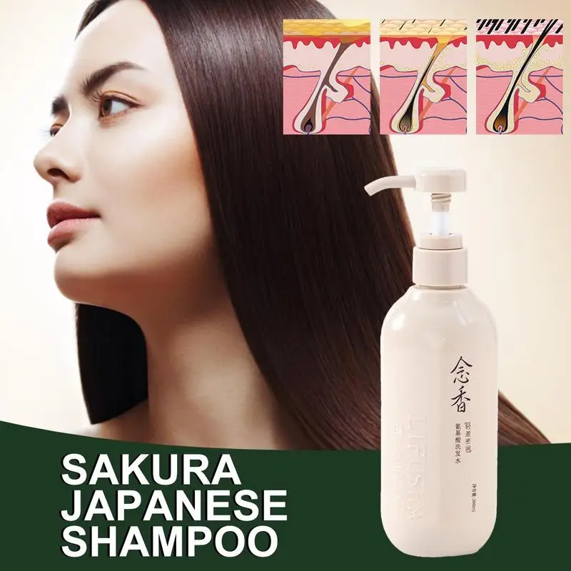 

300ml Sakura Shampoo Gentle Cleansing Nourish Scalp Amino Acid Hair Shampoo Deep Clean Oil Control Moisturizing Hair Care