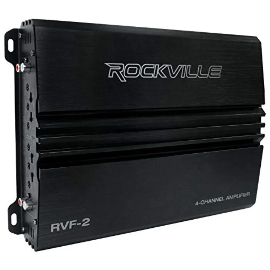 

Car audio amplifier for subwoofers: aluminum chassis, black finish, 1200W peak power with adjustable crossover and bass EQ