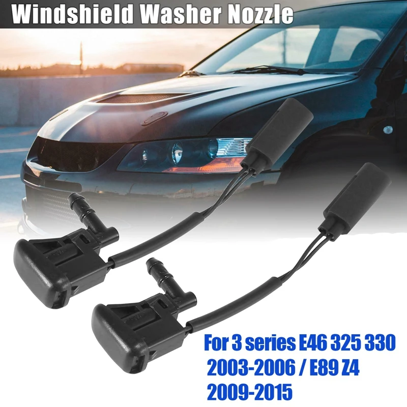 2X New Windshield Heated Washer Sprayer Nozzle Jet 61668361039 For-BMW 3 Series E46 325 330 2003-2006 / E89 Z4 2009-2015