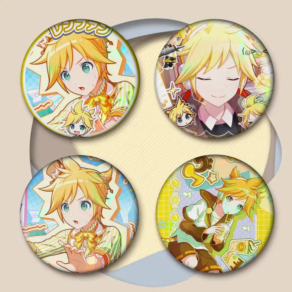 Kawaii Singer Creative Pins Funny Round Snap-in  K-kagamine Len Brooch Badge Backpack Hat Accessories Jewelry Gifts for Friend