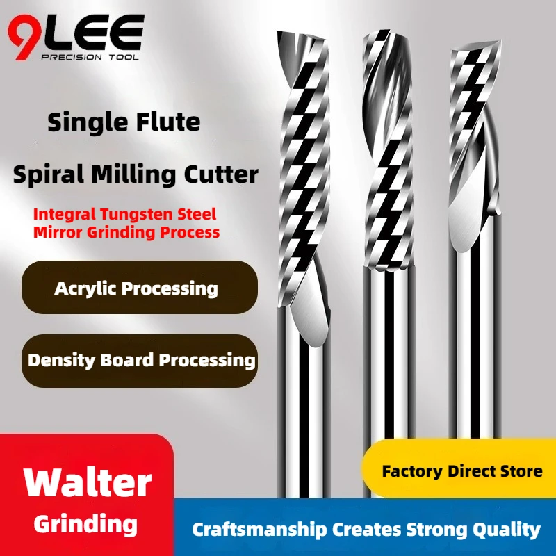1PC Single Flute Spiral End Mill 5A Aluminum Milling Cutter CNC Router Bit For Acrylic PVC Wood 1-12 MM