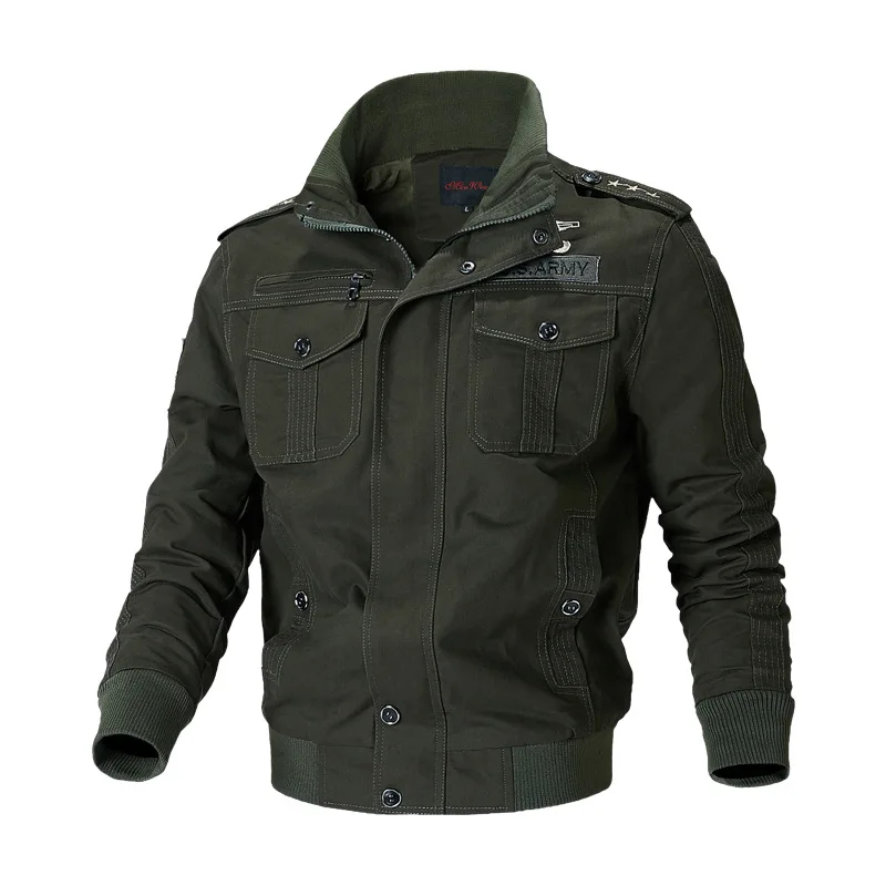 Spring Autumn New Jacket Men Fashion Casual Windbreaker Jacket Coat Male Outwear Plus Size Military Uniform Embroidery Baggy