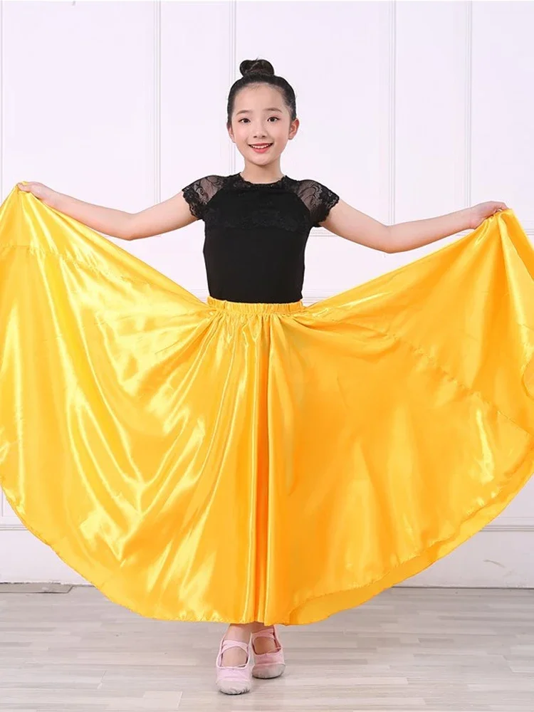 Kinder Erwachsene 360 Grad Maxirock Tänzerin Kleid Mädchen Gypsy Lange Tanzröcke Bauch Latin Flamenco Tango Tanz Performance Kostüm