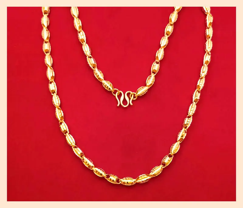 

Роскошное и внушительное ожерелье из настоящего золота 9999 пробы 24K, 6 мм, высококачественное, полое, с матовой отделкой, в форме оливы, изысканное украшение для мужчин.