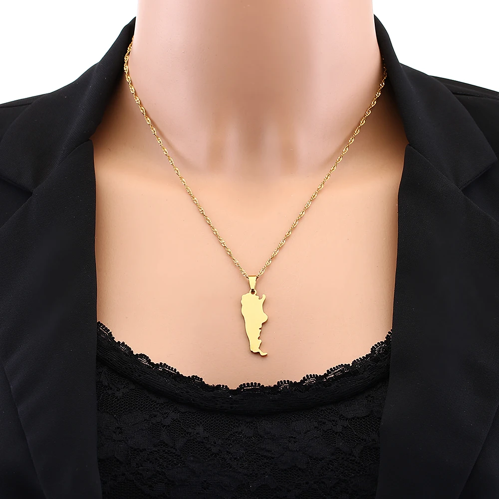 Mode Argentinien Karte Stadt Anhänger Halskette Edelstahl Männer Frauen Gold Farbe Ethnische Karten Schmuck Geschenk – Detail 13