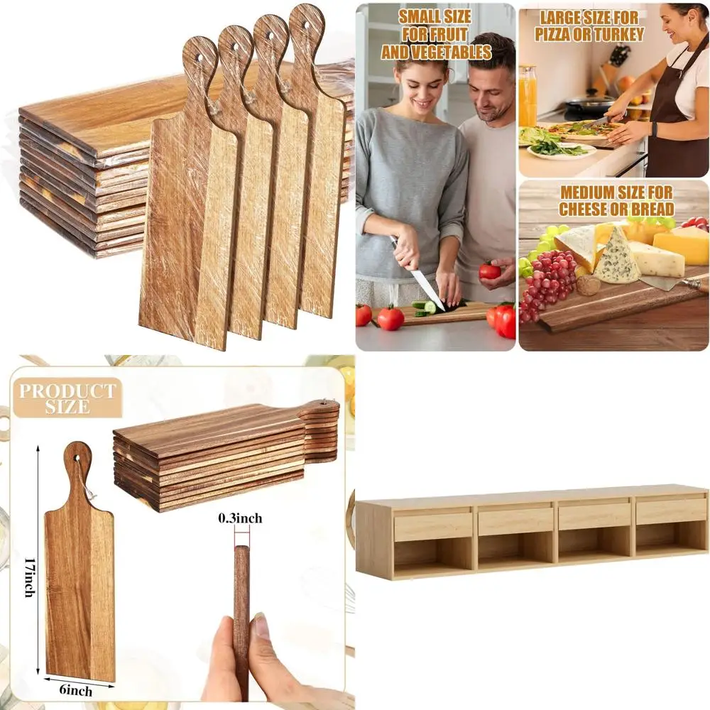 

Набор больших деревянных разделочных досок — 12 упаковок кухонных разделочных досок с ручками, идеальные сервировочные доски для мам, отличный оптовый подарок для