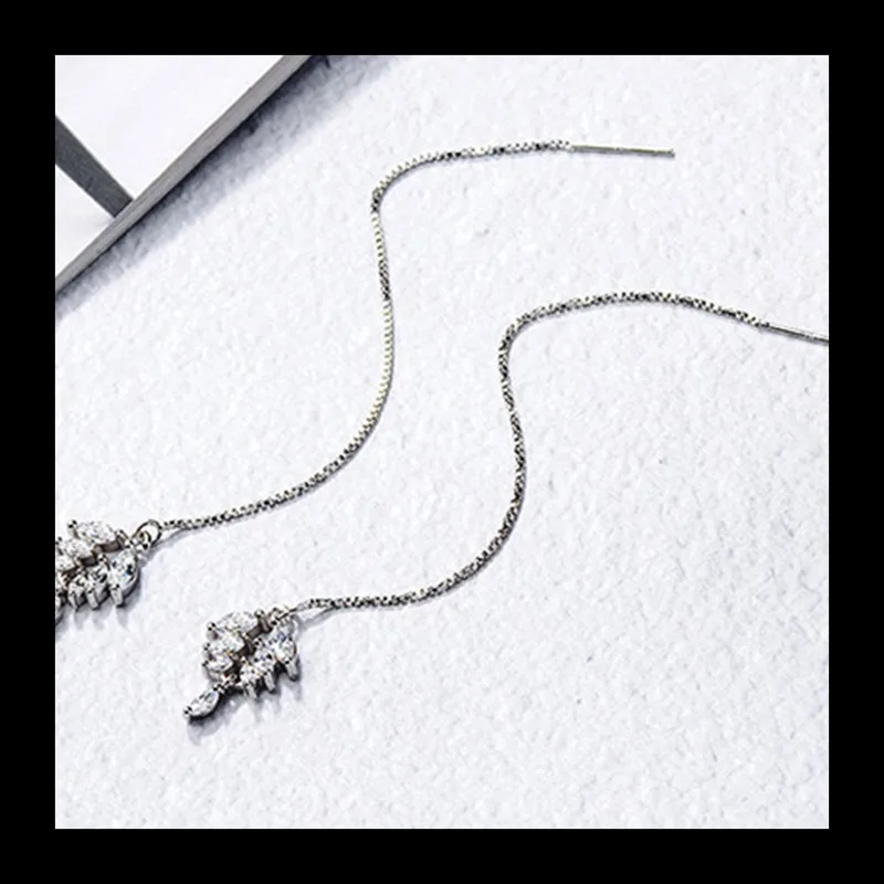 

Модные серьги-гвоздики в стиле хип-хоп с цирконием для девочек, длинные серьги с бахромой, темпераментные серьги в виде листьев, украшения для ушей