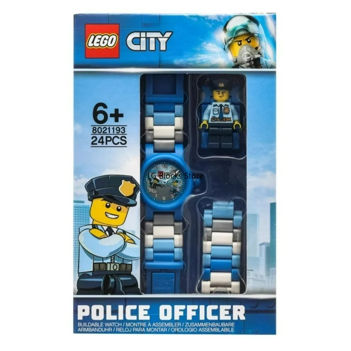 

Lego Police Officer Watch Buildable Watch with Minifigure Lego building block watch assembled toy for kids Gift 24Pcs 8021193