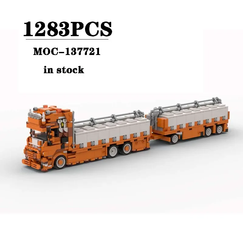 New Building Block MOC-137721 Fish Transport Vehicle Construction Model Ornament 1283PCS Children's Birthday Gift Christmas Toy