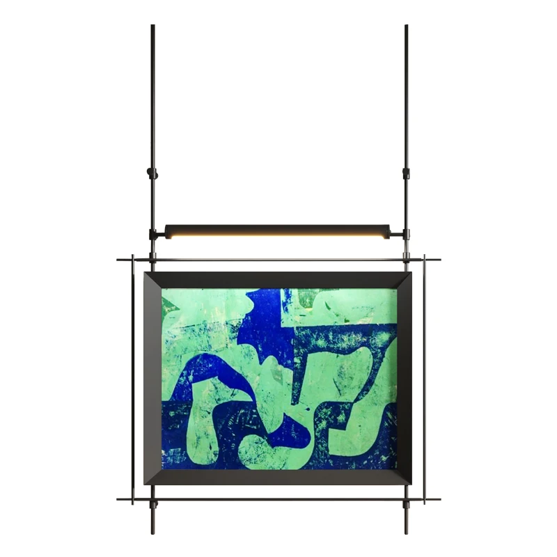 

Metal wrought iron boom painting style entrance installation painting Hotel restaurant high-end ambient light hanging painting