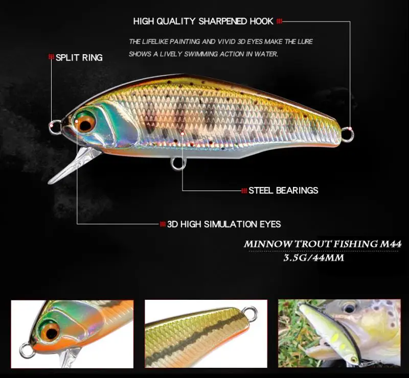 Señuelo Smith Minnow hundimiento 44mm para trucha y bass - imagen 5