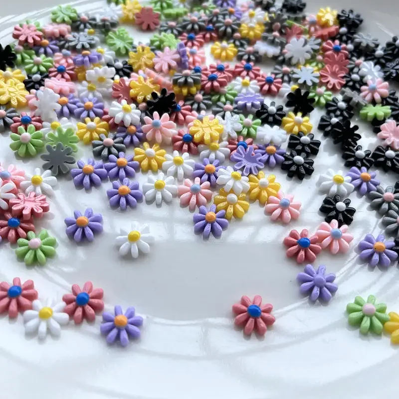 50 pieces 12mm Kawaii lovely mixed color flower flat back resin kaboken scrapbook DIY jewelry craft decorative accessories