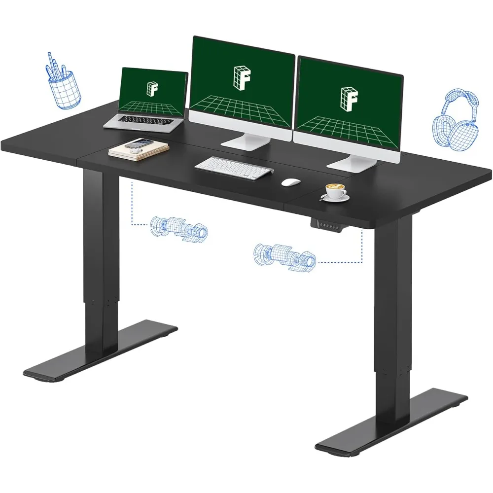 

63x28 inch large dual motor electric vertical office desk, black computer desk with storage controller, home office desk