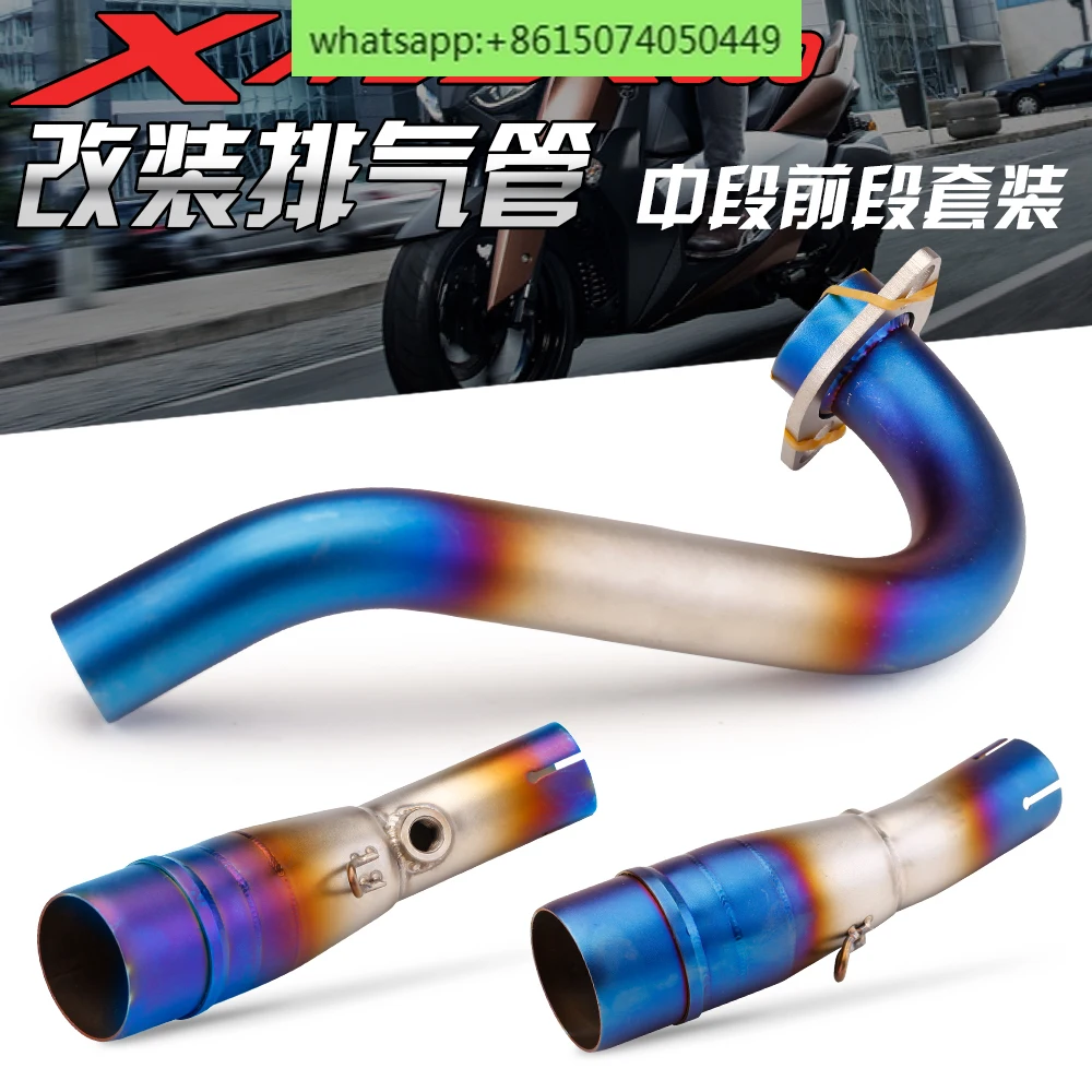 Suitable for XMAX300 scooter refitting stainless steel front and middle exhaust pipe for 2017-2020.