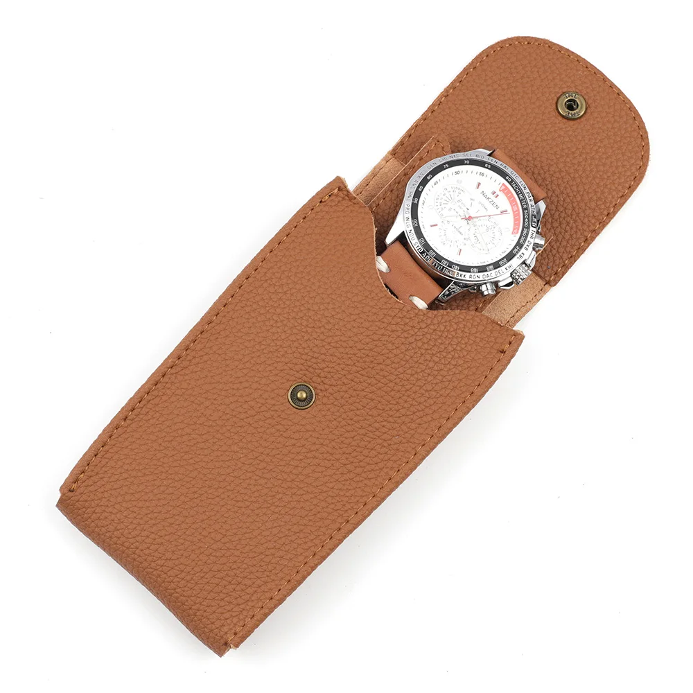 Handmade Genuine Leather Watch Box Bracelet Storage Bag Portable Jewelry Leather Watch Case Travel Pouch Watch Pouch Bag Case