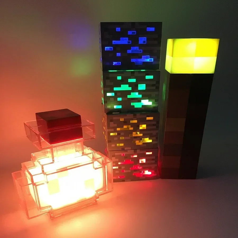 Linterna de piedra marrón, luz LED nocturna, juego, lámpara de juguete creativa, lámpara de decoración de cabecera de dormitorio recargable, lámpara