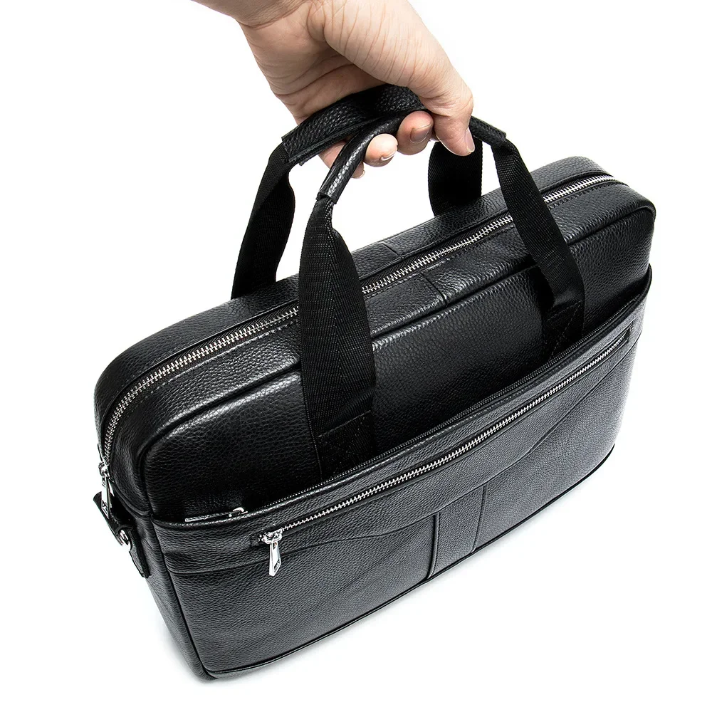 Porte-documents en cuir véritable pour homme, sac messager d'affaires, sac rétro pour ordinateur portable en cuir de cercle première couche