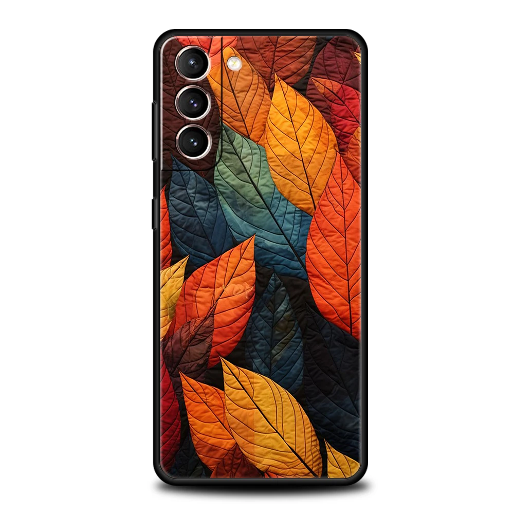 Colorful Leaves Case for Samsung Galaxy S24 S23 S22 S20 S21 FE Ultra S10 S10E S9 S8 Plus 5G Silicone Phone Cover Shockproof Bags