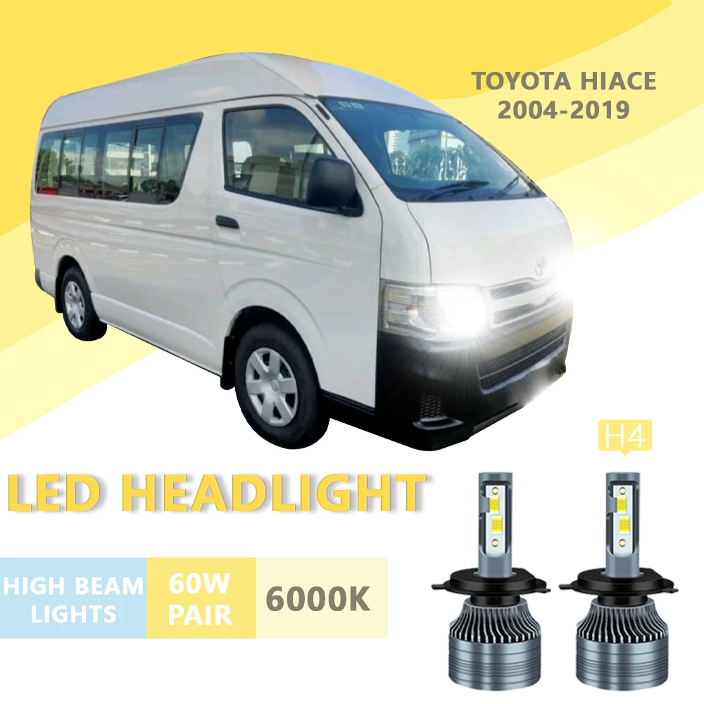 

2PCS FOR TOYOTA Hiace 2004-2019 6000k H4 Super Bright Hi/Lo Beam Headlamp Lampu LED Headlight Bulb White Light