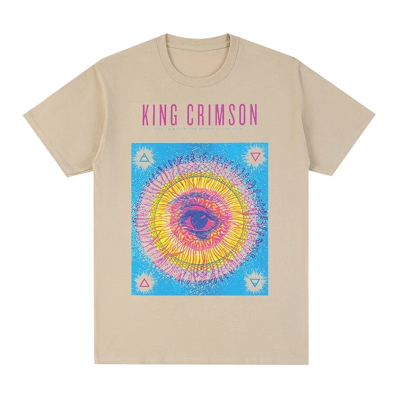 

2024 Cotton Men New Womens Tops King Crimson Eye T-shirt Rock Band Short Sleeve Cotton heavyweight Informal Round Neck Hot Sale