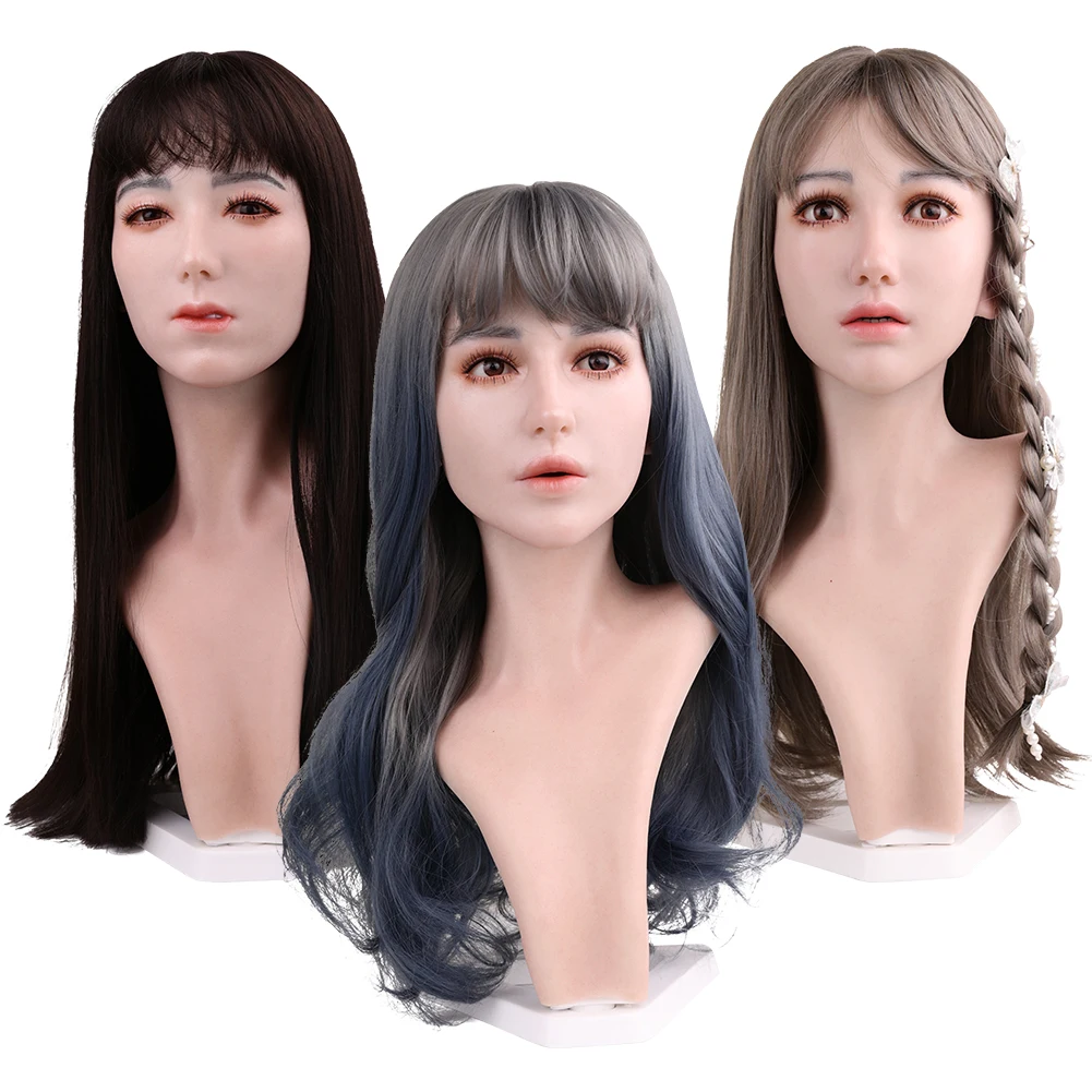 EYUNG Full Silicone Model Props Hair Wig Glasses Hat Display Female Head Model For Shoot Window Jewelry Display Silicone Head