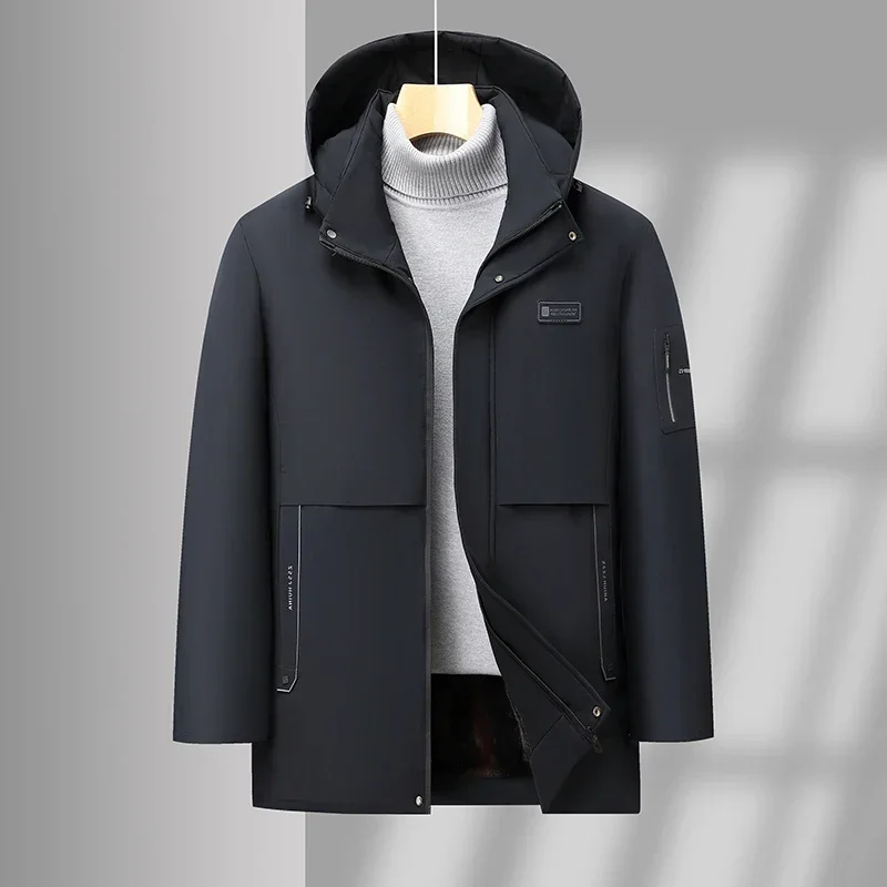 Men's Velvet Warm Parkas Cotton Jacket Men's Casual Jacket Fashion New Thick Winter Men's Business Cotton Parkas Winter Jacket