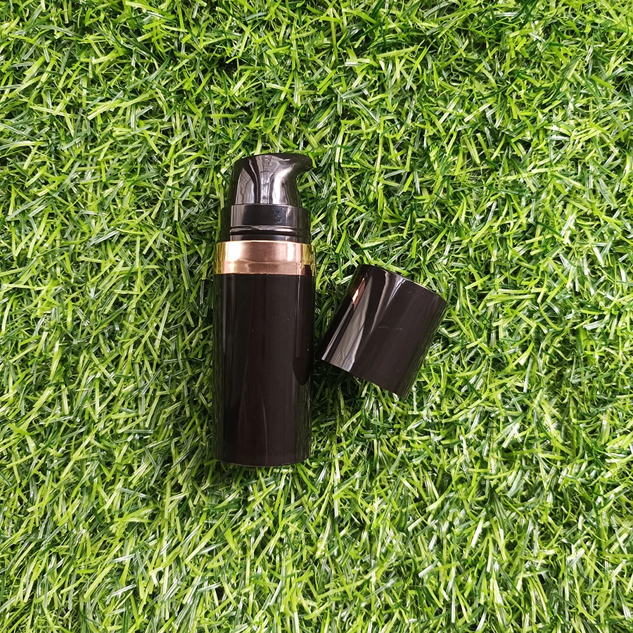 5/10/15ml recarregável branco preto loção garrafa soro de cuidados com a pele bomba mal ventilada garrafa com borda ouro tira loção toner recipiente