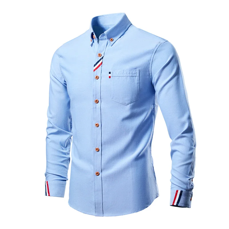 

2023 new Men's casual fashion multi-colored webbing embellished long sleeve shirt