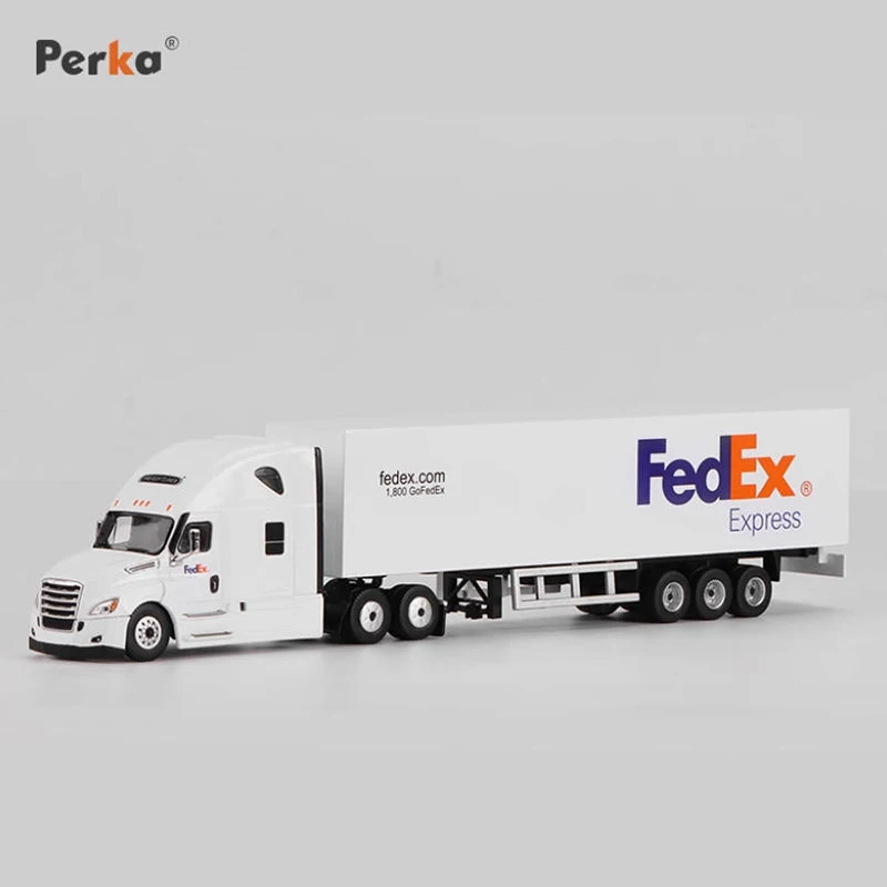 Perka 1:64 شاحنة حاوية الشحن نموذج النمط الأمريكي شاحنة شحن اللوجستية DHL FedEx سبيكة نموذج سيارة هدية لعبة #1