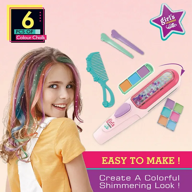 Kids Simulated Hair Dyeing Stick Set DIY Hair and Makeup Tools Girl's House Hair Accessories and Makeup Toy Gifts
