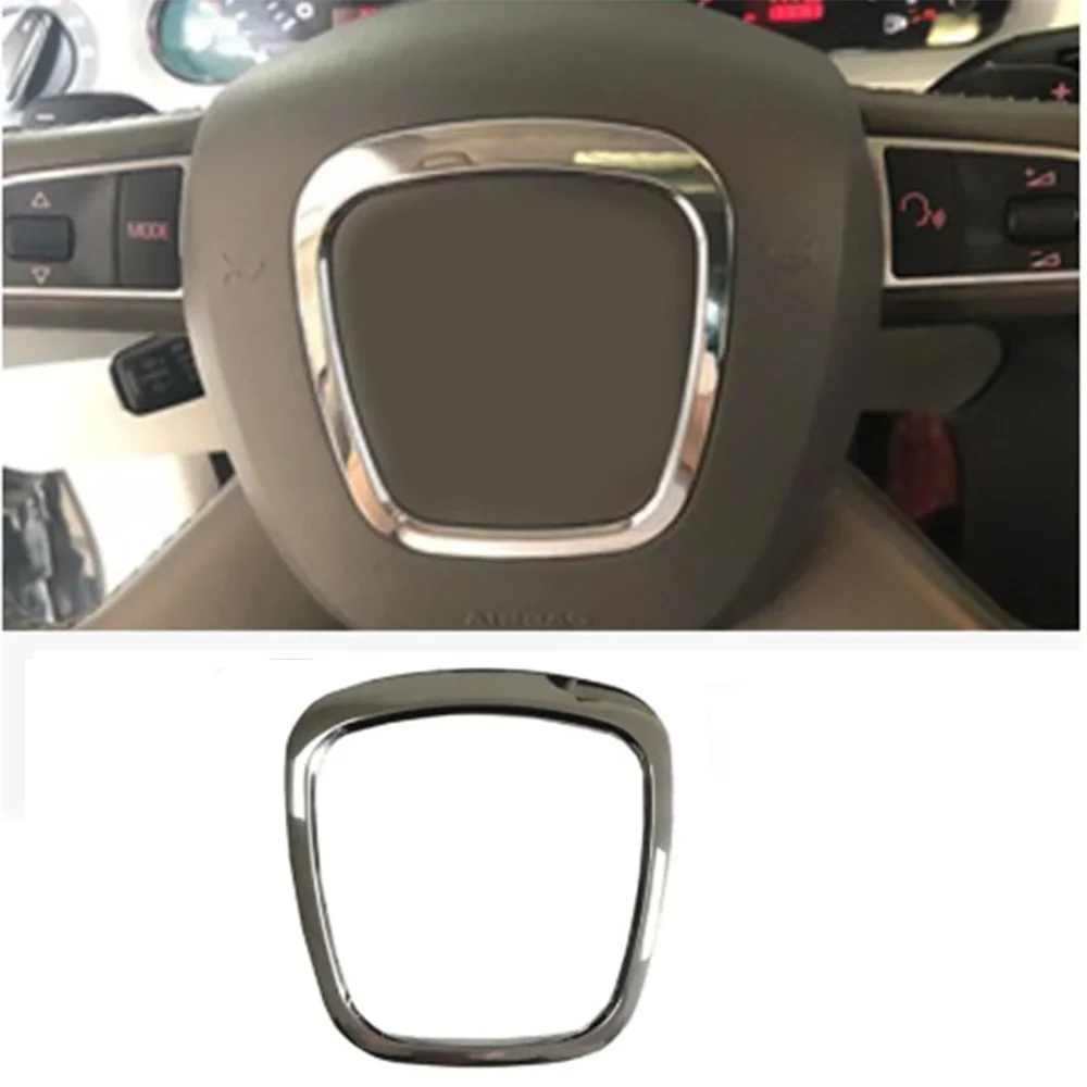 

Car Steering Wheel Chrome Trim Emblem Badge Frame Cover Center Logo Ring Accessories For Audi A3 8P A4 B6 B7 B8 A5 A6 C6 Q7 Q5