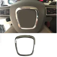 Car Steering Wheel Chrome Trim Emblem Badge Frame Cover Center Logo Ring Accessories For Audi A3 8P A4 B6 B7 B8 A5 A6 C6 Q7 Q5
