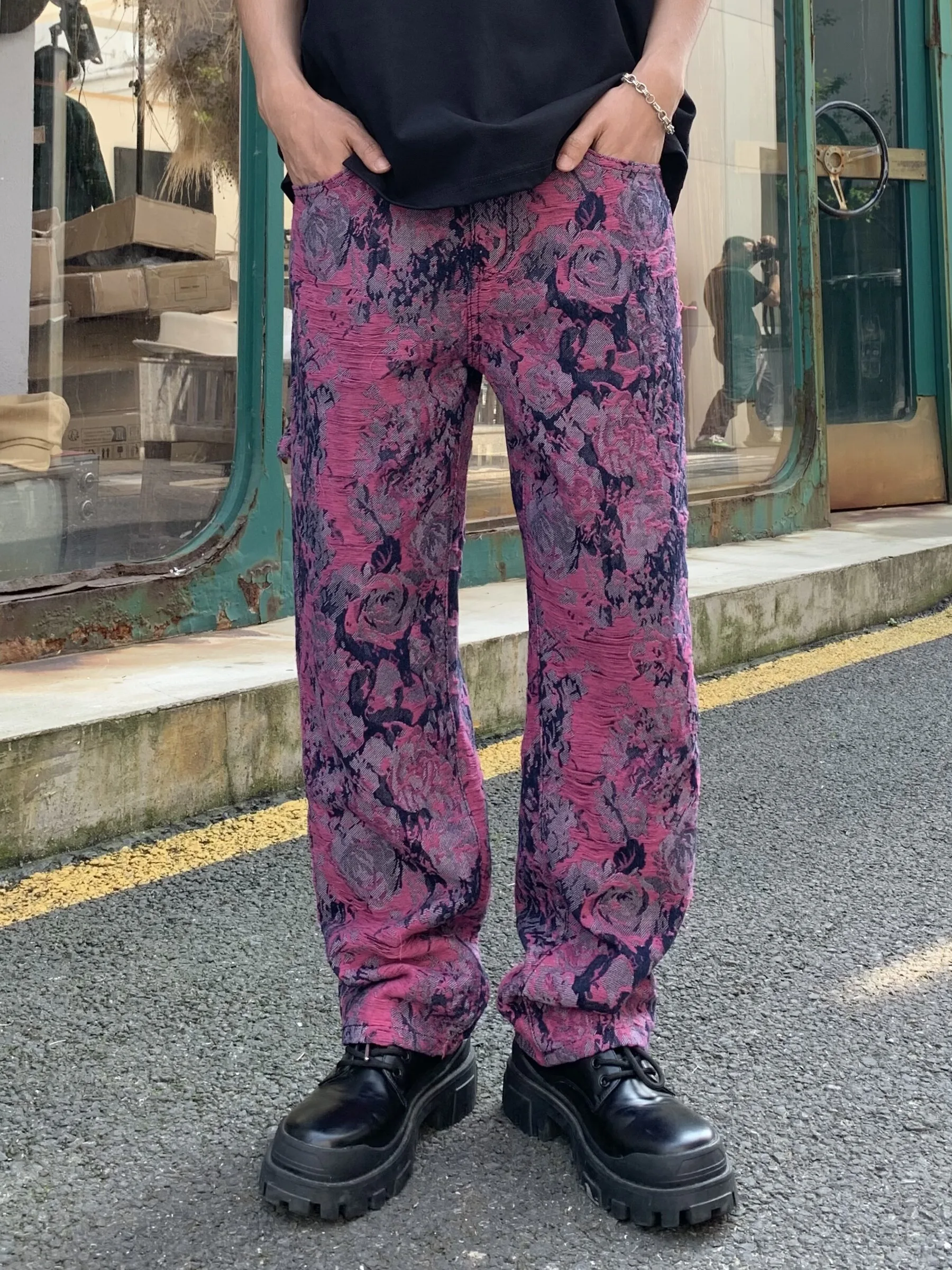 

Trendy Streetwear Men's Loose Straight Leg Jeans Summer Faionable Printed Embroidery Wear Resistant Cotton Polyester Blend