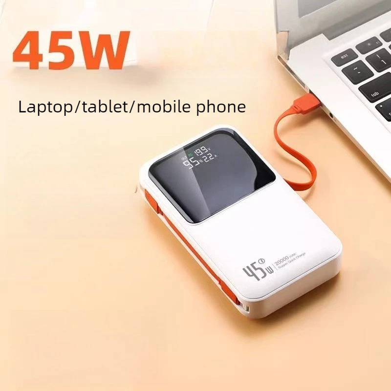 

Внешний аккумулятор (Power Bank) 45 Вт, 20000 мАч, с сертификатом 3C (Китай), со встроенным кабелем, для Samsung, Huawei, Xiaomi, iPhone