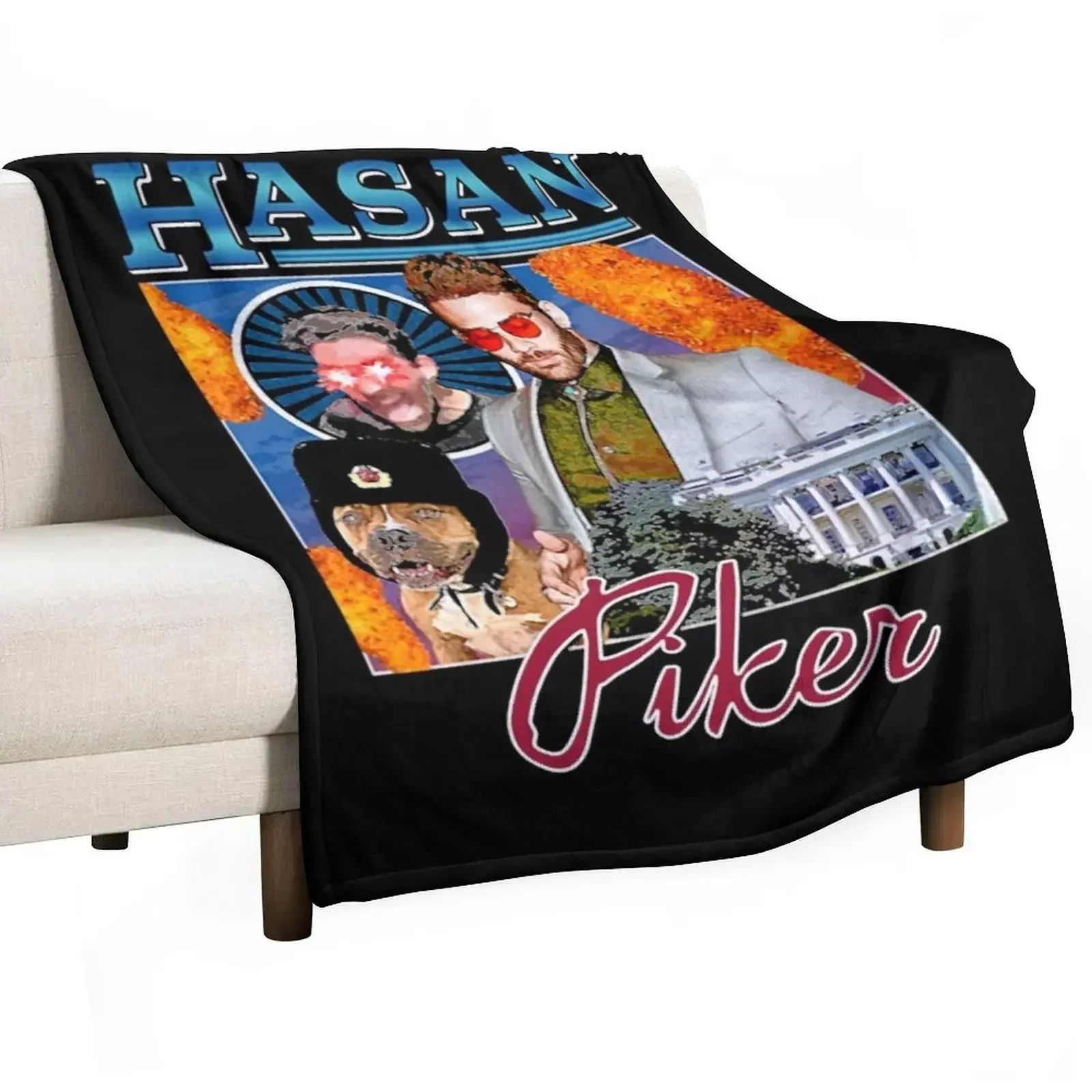 Vintage Hasan Piker Journalist Awesome Game Throw Blanket Soft Beds Extra Large Throw Decoratives funny gift Blankets