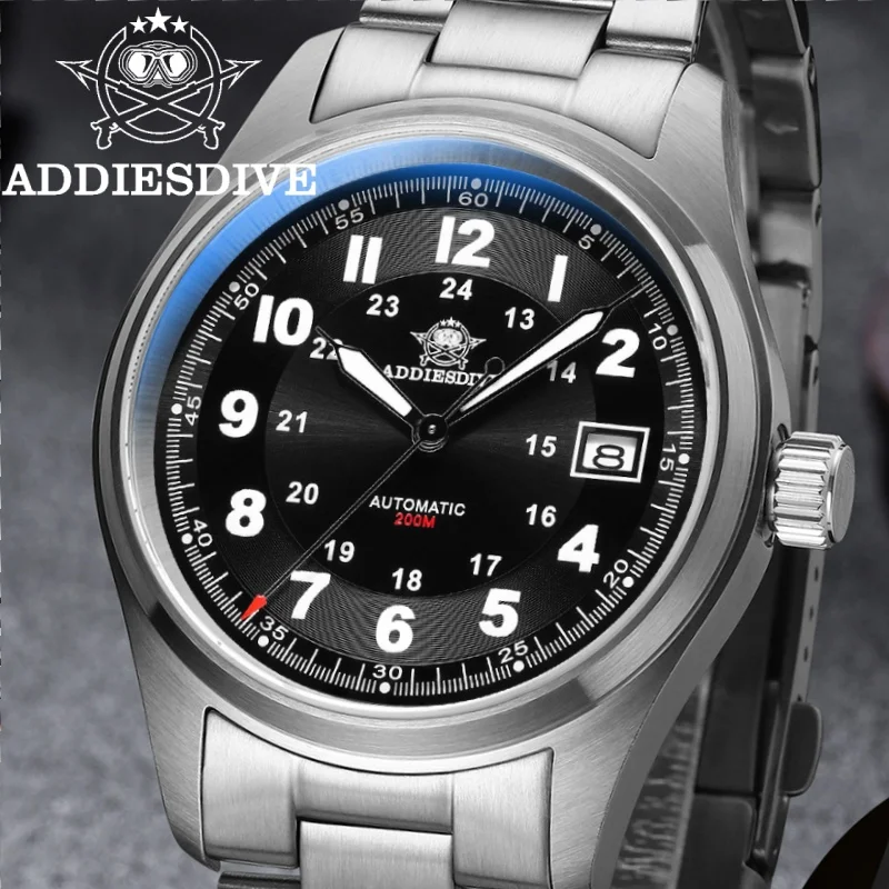 

ADDIESDIVE Men Mechanical Watch BGW9 Super Luminous Sapphire Crystal Steel Strap Reloj Hombre 200M Waterproof Automatic Watches