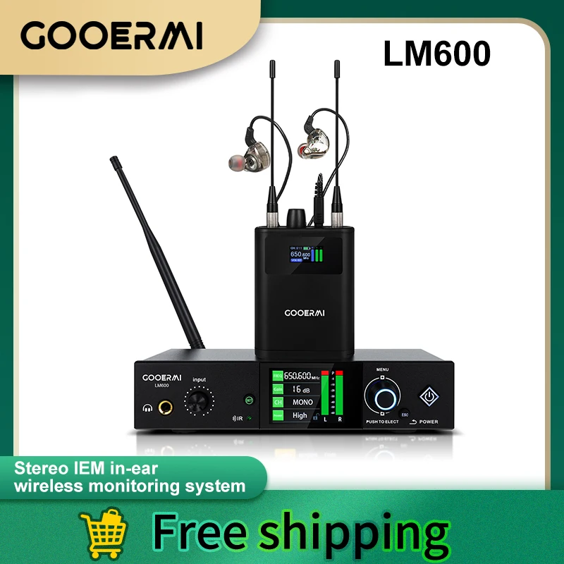 Gooermi – système de surveillance intra-auriculaire LM600 UHF, canal stéréo, qualité professionnelle, véritable diversité, sans fil pour les Concerts sur scène