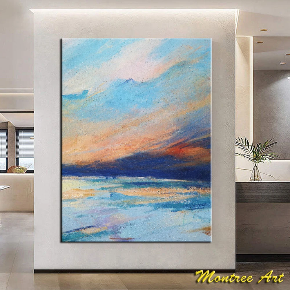 Hand Painted Oil Painting Original Cloud Abstract Painting Blue Sea Abstract Painting Sky Abstract Painting Abstract Painting