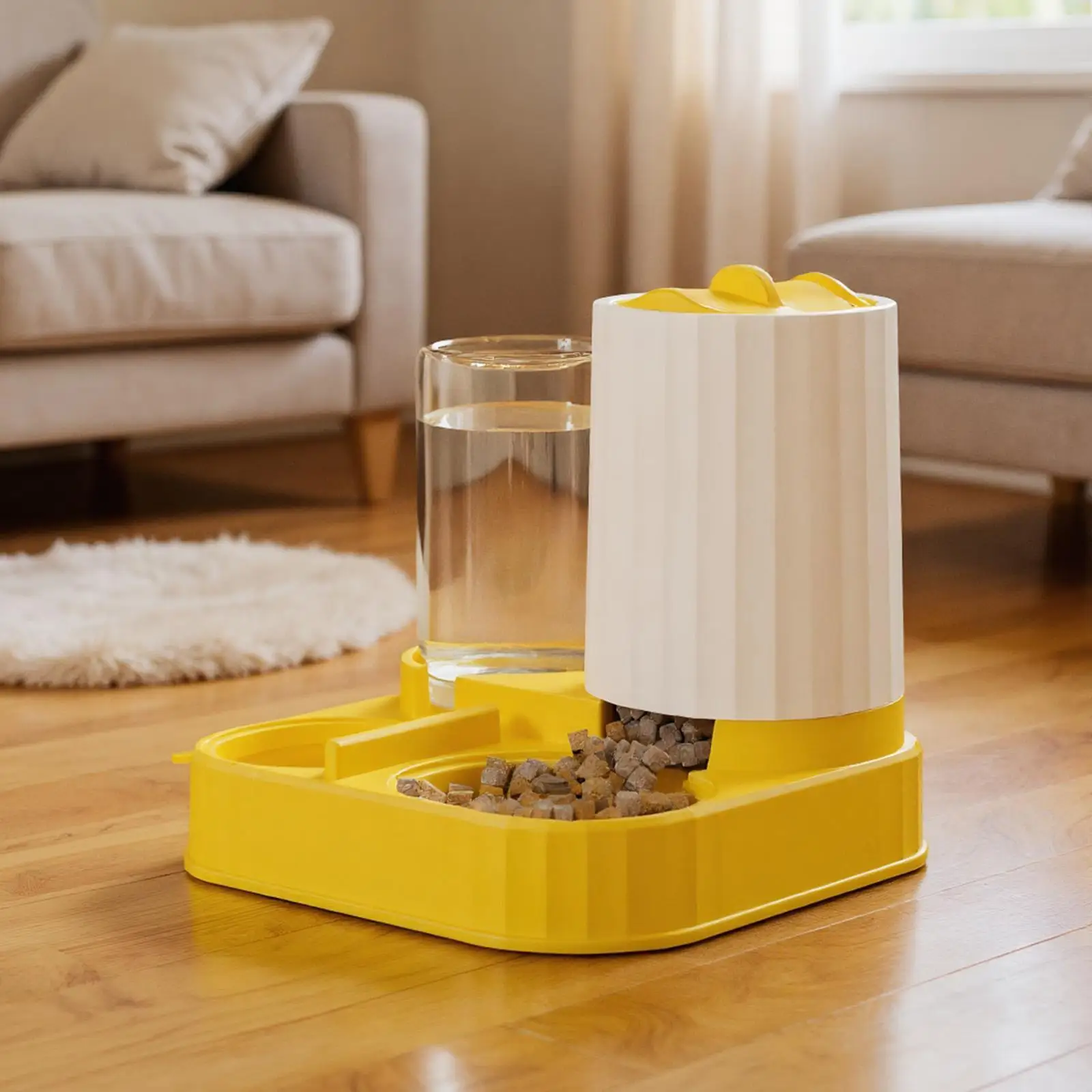 وحدة التغذية الأوتوماتيكية 2 في 1 مستلزمات الحيوانات الأليفة وعاء تغذية تلقائي طعام القطط الرطب الجاف لجرو هريرة الحيوانات الصغيرة داخلي في الهواء الطلق المنزل