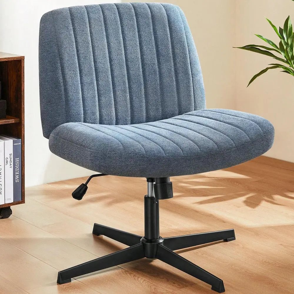 

Sweetcrispy Office Chair, Armless Wide Desk Chair No Wheels, Modern Home Office Desk Chair Swivel Adjustable Fabric Vanity Chair