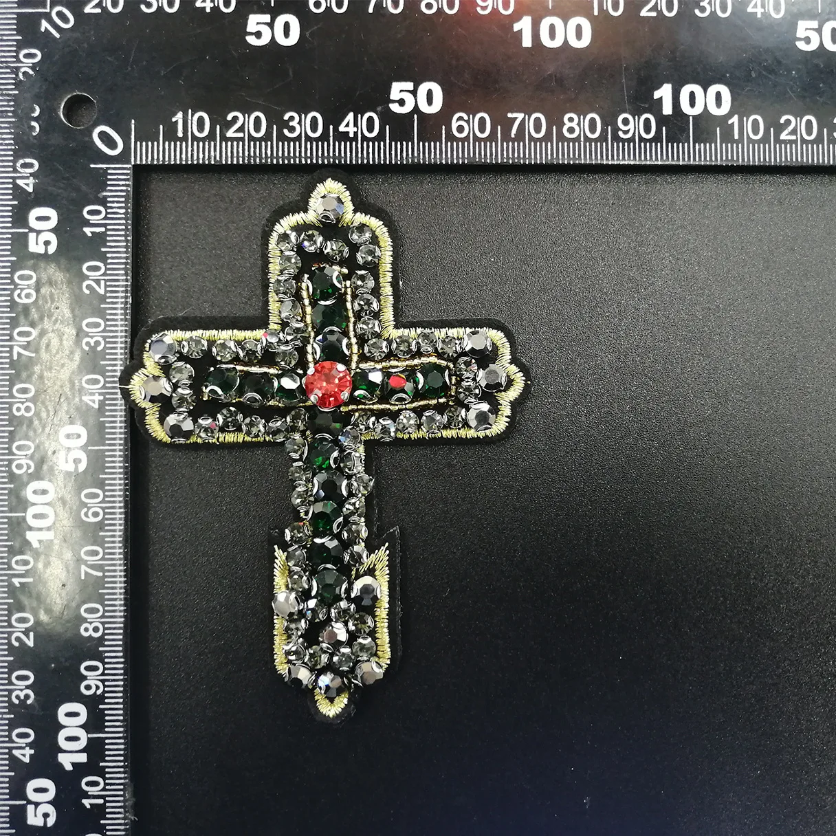 1PCS Handmade beaded crystal cross fabric patch beaded rhinestone moon jewelry accessories DIY clothes shoes decoration