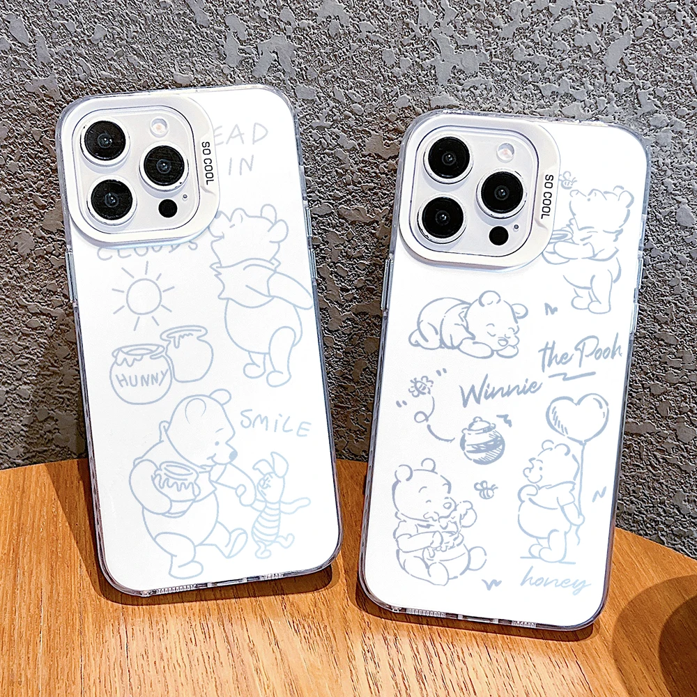 Cool Pooh Winnie Phone Case for Oppo A94 A78 A74 A58 A57 A38 A17 Reno 10 8 7 6 T Z Pro Plus 4G 5G Matte Colorful Silver Cover