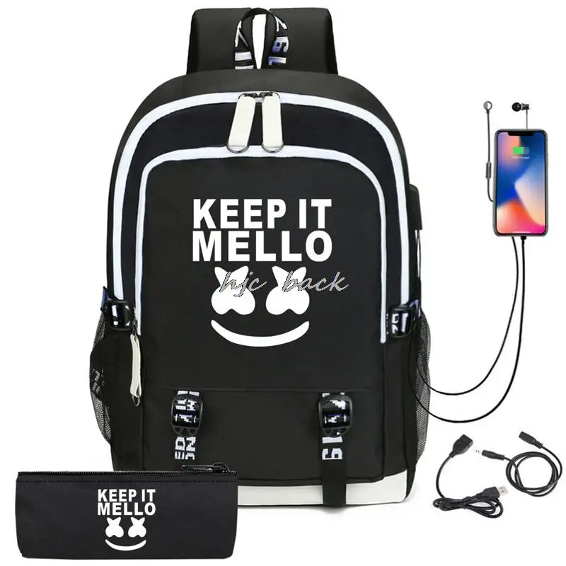 Backpack DJ Marshmello USB Boys Girls Book School Bag Large Capacity Teenagers Student Schoolbags Women Men Travel Backpack Sets