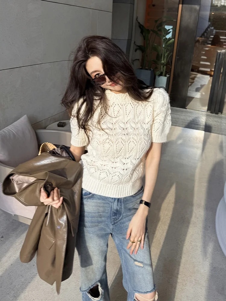 

ALONE SAVOR Moon Handwriting Шерстяная смесь ор Sve Трикотаж с вырезами Повседневный свободный крой для женщин Faion Весенний сезон