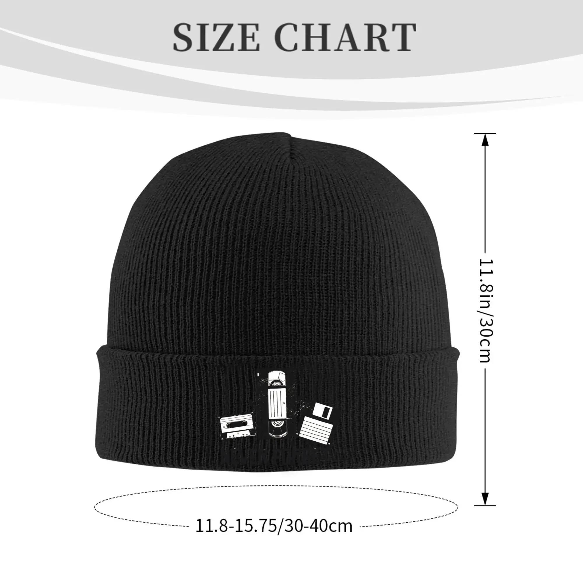 Retro Cassette Vhs Floppy Disk Never Forget Knitted Hat Caps Unisex Adult Outdoor Sport Beanie Hats Spring Elastic Bonnet Hats