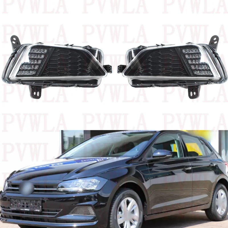 

For VW POLO Hatchback 2018 2019 2020 2021 2022 Front Bumper LED DRL Daytime Running Lights Fog Lamp 2G0941661B 2G0941662B